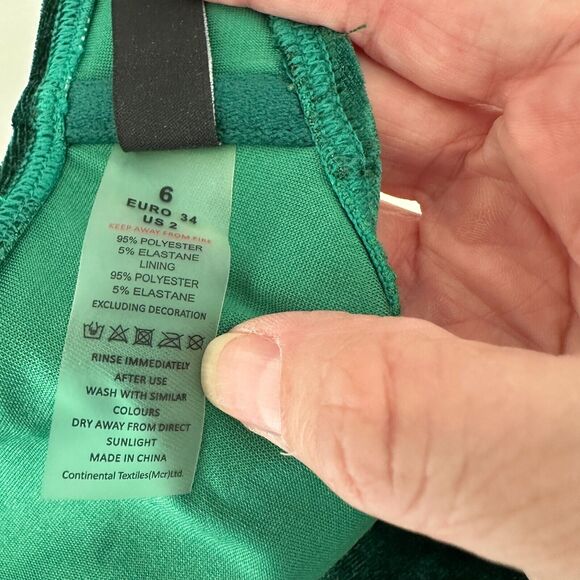 South Beach Forest Green Jade Velvet V-Cutout Bikini Top Gold Hardware 6 - Picture 10 of 13